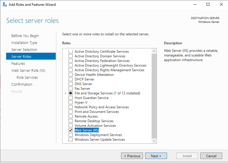 Windows Server Add Server Roles IIS