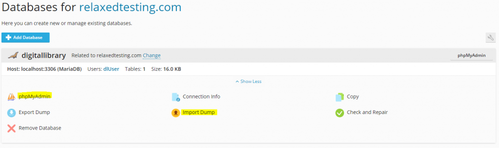 Plesk import mysql database