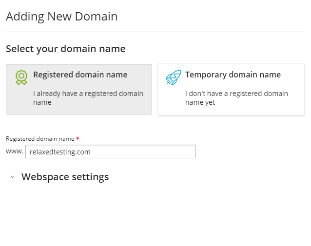 Plesk select domain