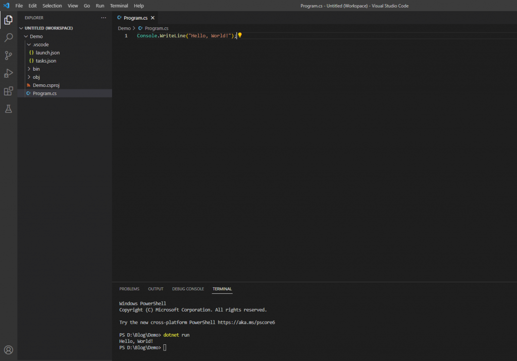Visual Studio Code .NET Run