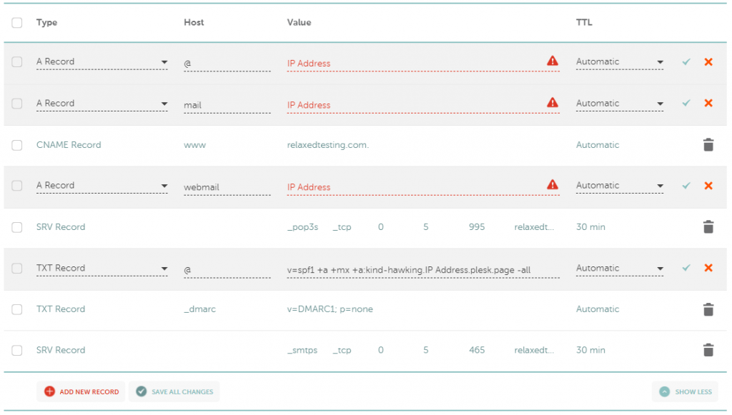 Namecheap DNS Records Plesk WP