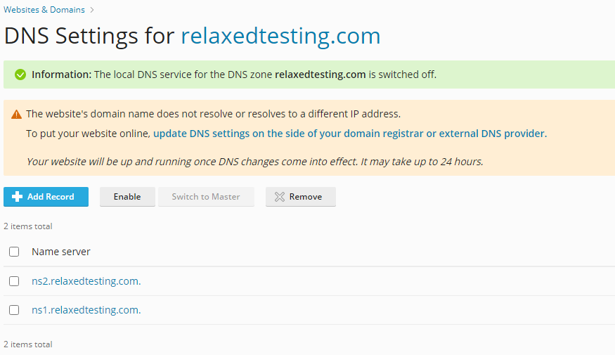 Plesk DNS Settings Disabled