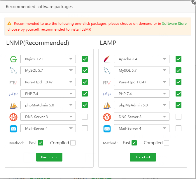 aaPanel Recommended Software Packages
